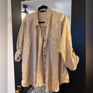 Ladies Beige Button-Up Shirt
